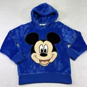 DISNEY Parks Mickey Mouse Hoodie Plush Fleece Blue Child Youth Unisex Size M 7/8